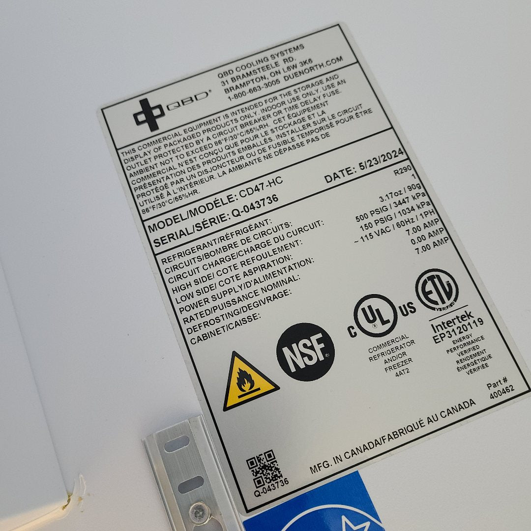 Used QBD Modular CD47-HC Merchandiser Refrigerator No. 1038933