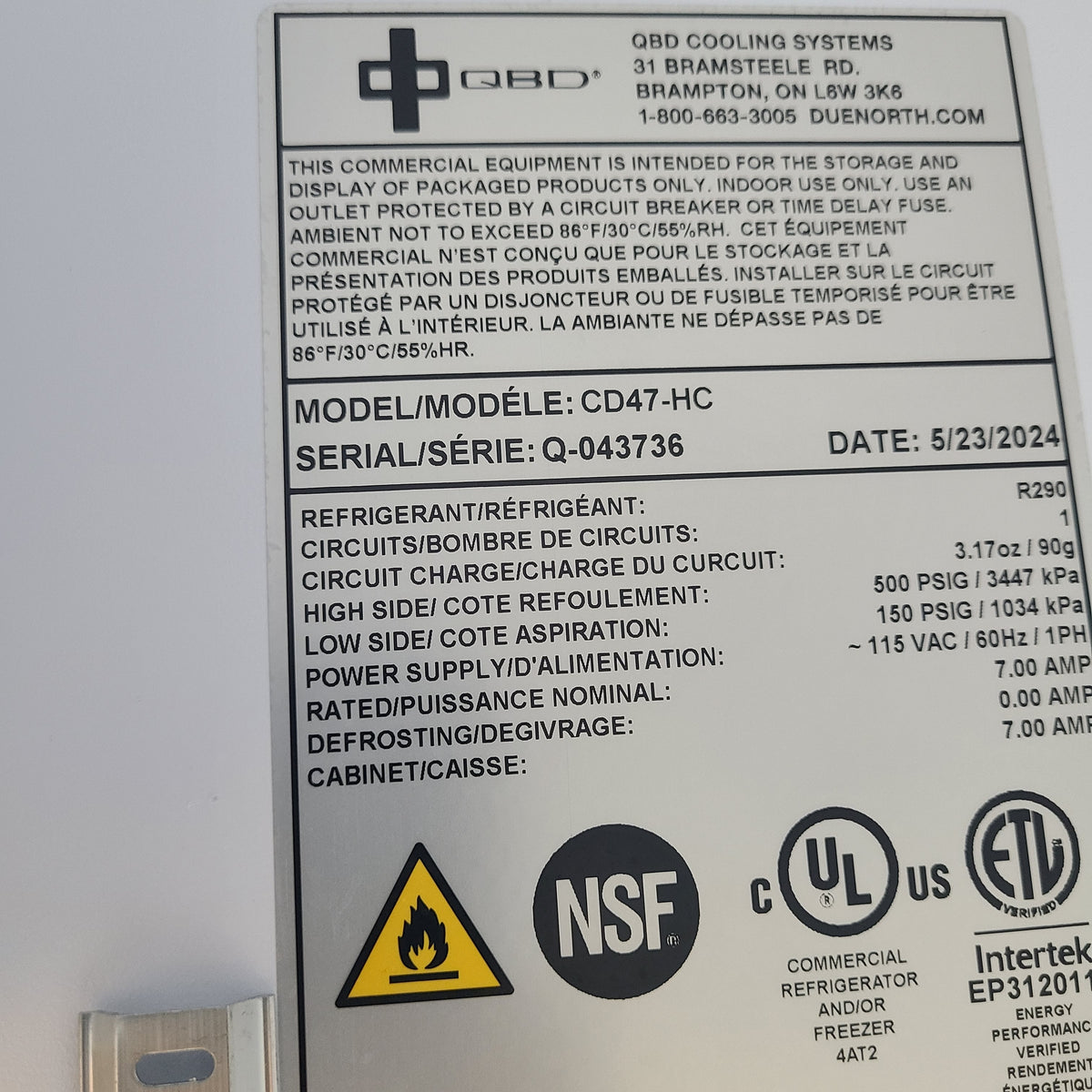 QBD CD47-HC Merchandiser Refrigerator (Used) No. 1038933