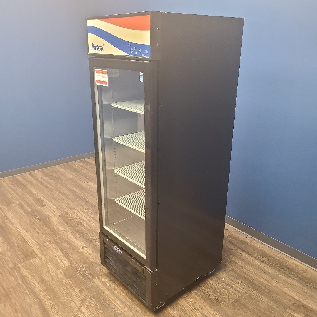 side of Atosa MCF8722GR single glass door merchandiser refrigerator
