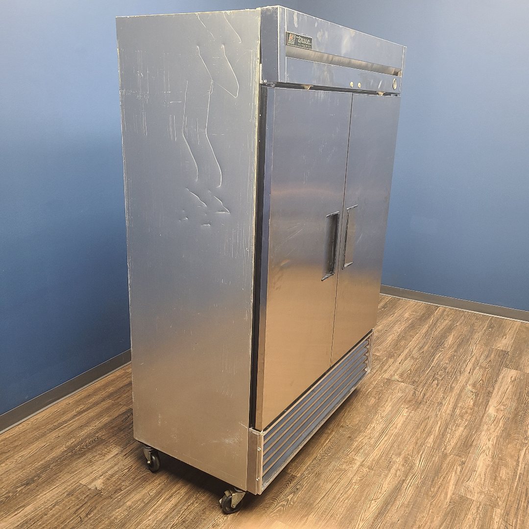 side of True T-49 two door reach-in refrigerator