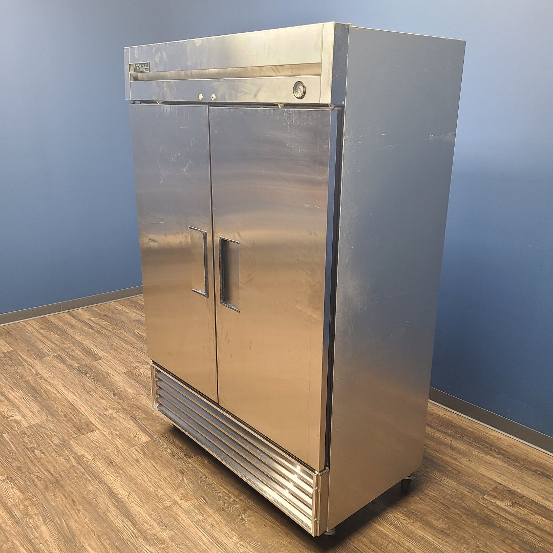 side of True T-49 two door reach-in refrigerator