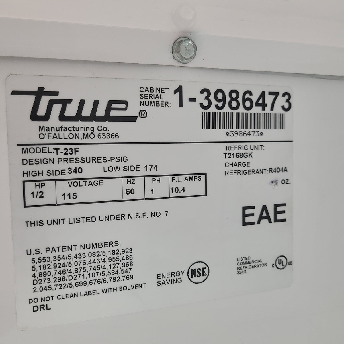 True Mfg. T-23F Reach-In Freezer (Used) No. 1066339