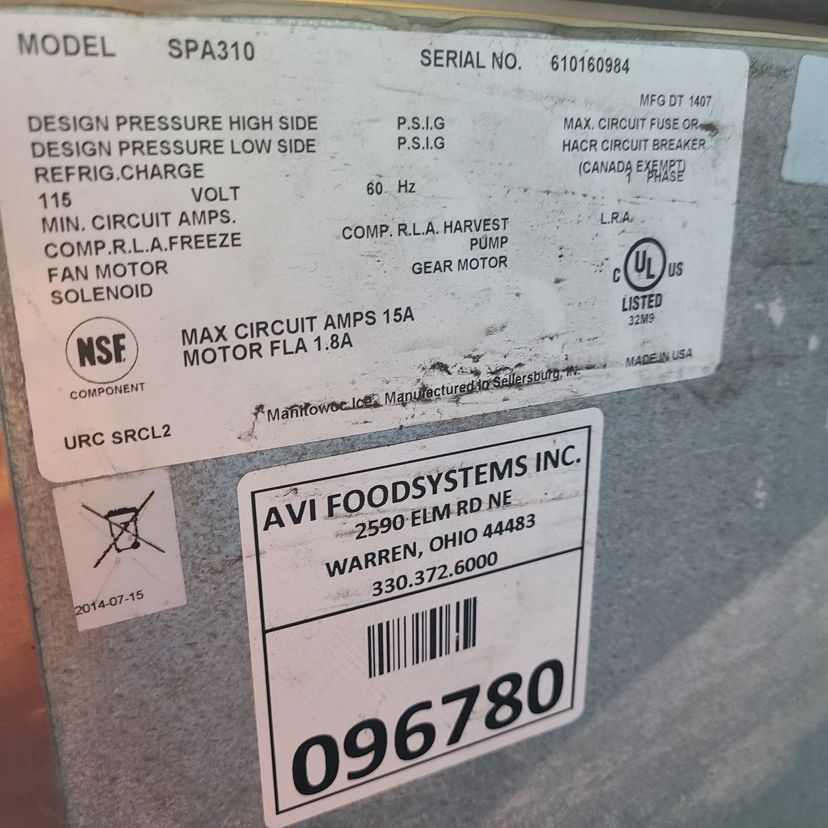 Manitowoc SPA310 Ice Dispenser (Used) No. 1067780