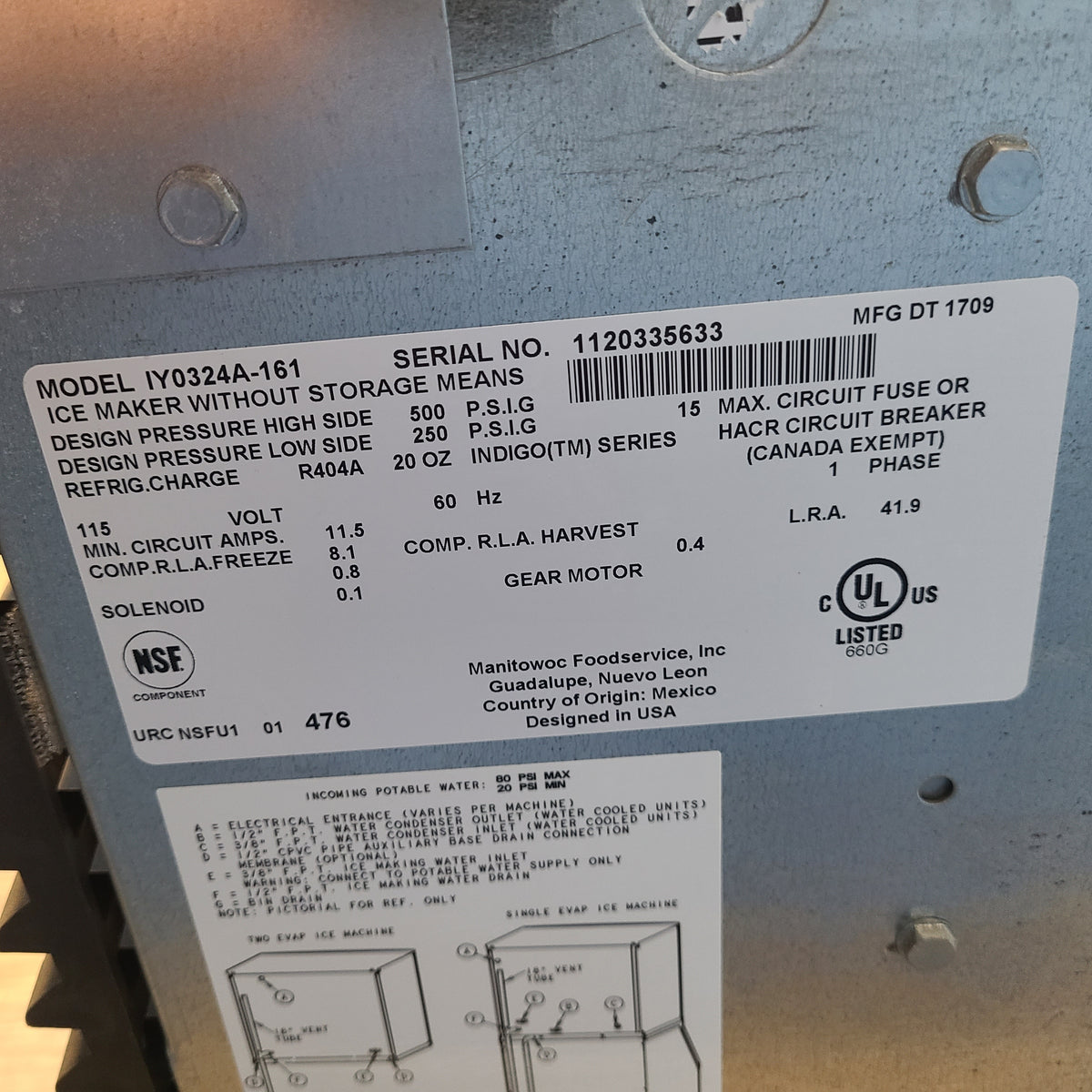 Manitowoc IY0324A-161 Ice Machine Head (Used) No. 1067787