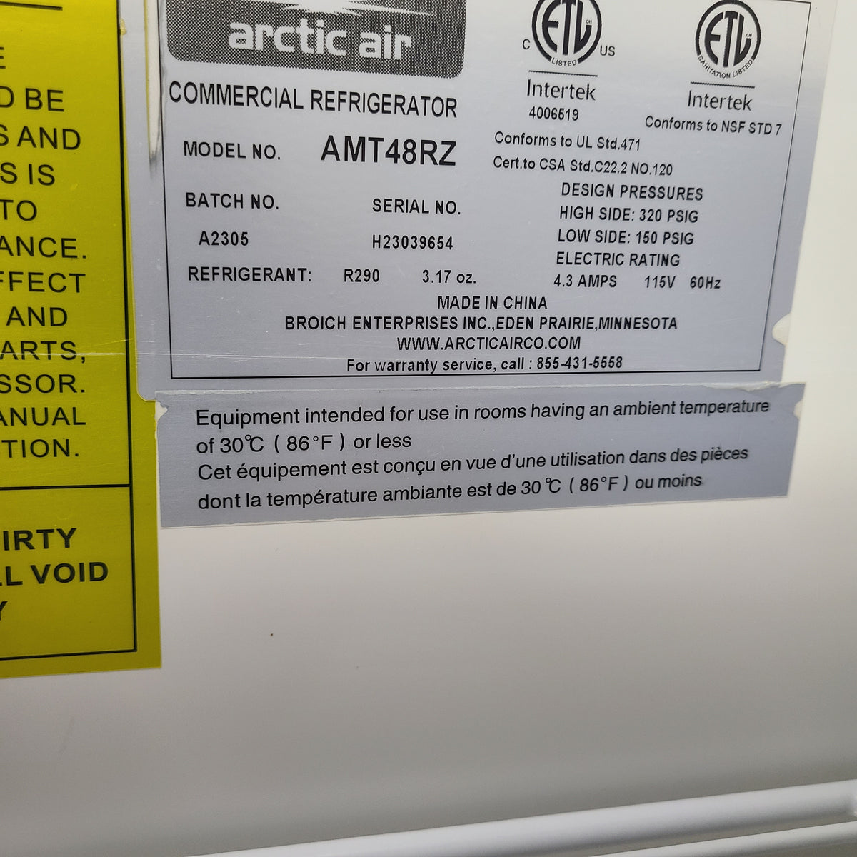Arctic Air AMT48RZ Sandwich / Salad Prep Table (Used) No. 1092576