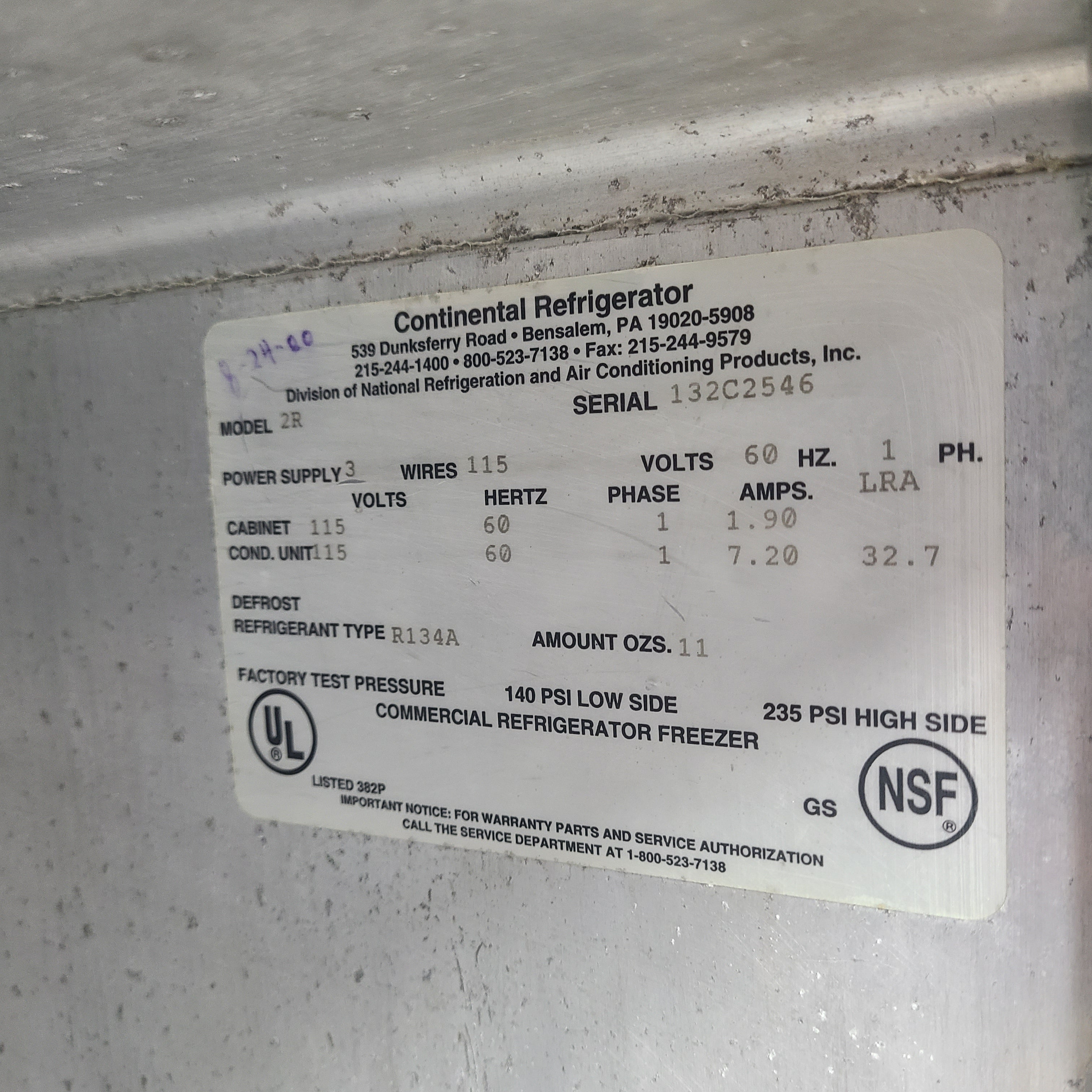 Continental 2R Reach-In Refrigerator (Used) No. 850671