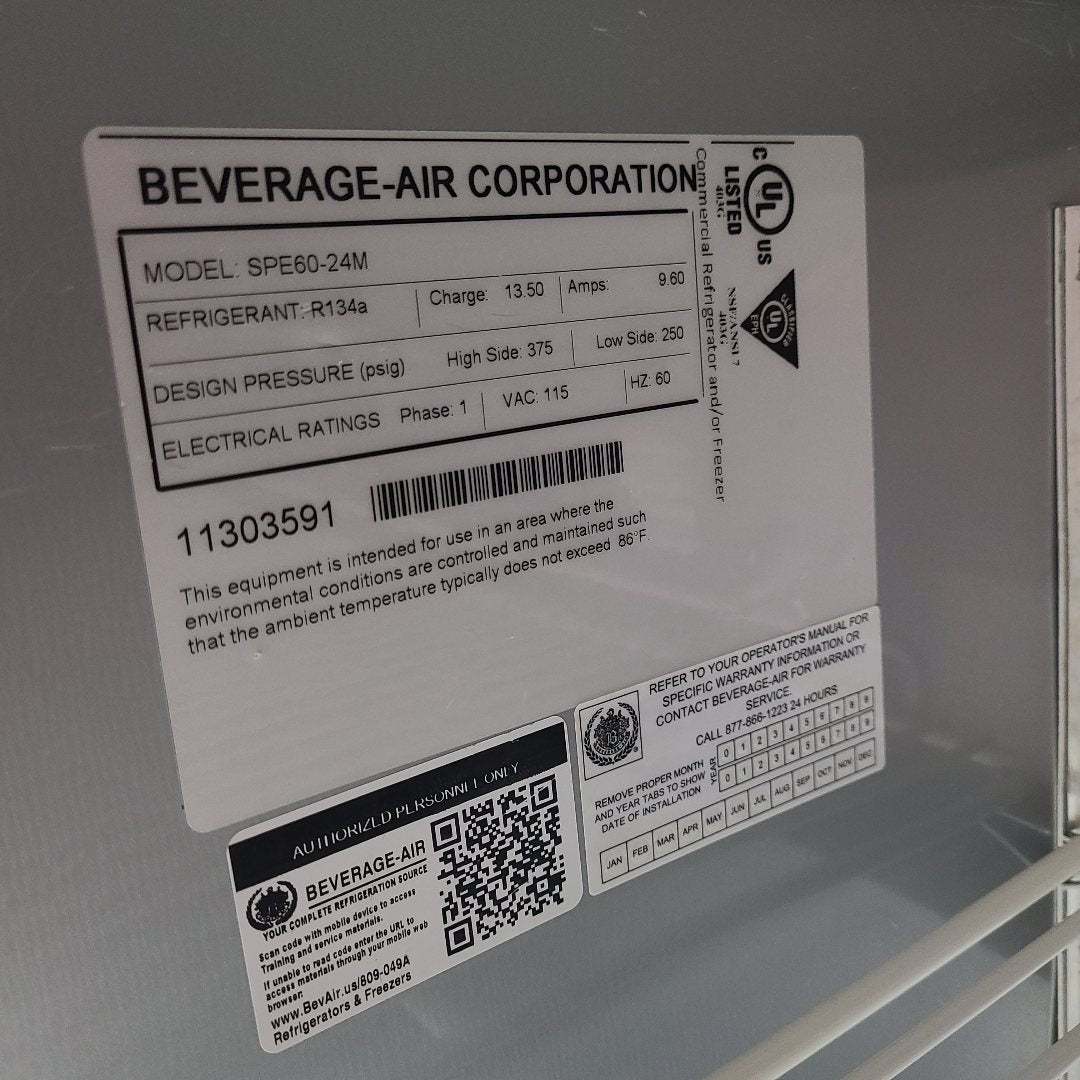 Used Beverage Air SPE60-24M 60" 2 Door Sandwich Prep Table | Stock No. 850879