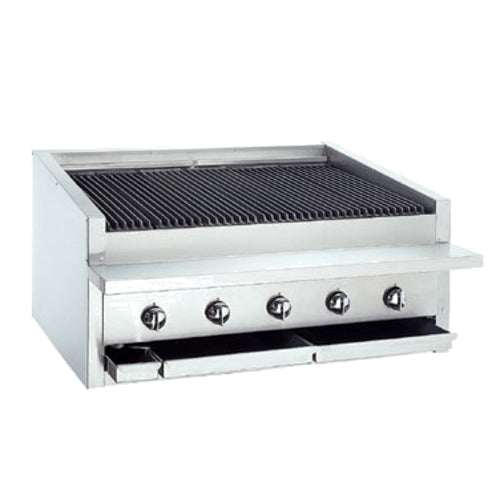 Bakers Pride L-36RS-R 36" Low Profile Countertop Gas Cast Iron Radiant Charbroiler | 105,000 BTU