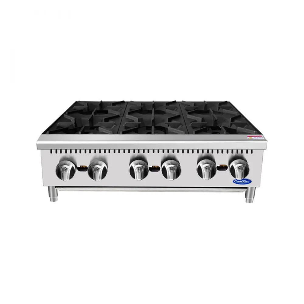 Atosa ACHP-6 36" CookRite 6-Burner Manual Countertop Gas Hotplate | 192,000 BTU