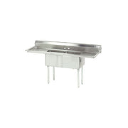 Advance Tabco FE-2-1812-18RL 72" x 24" 2-Compartment Fabricated Sink w/ 18" Right & Left Drainboards