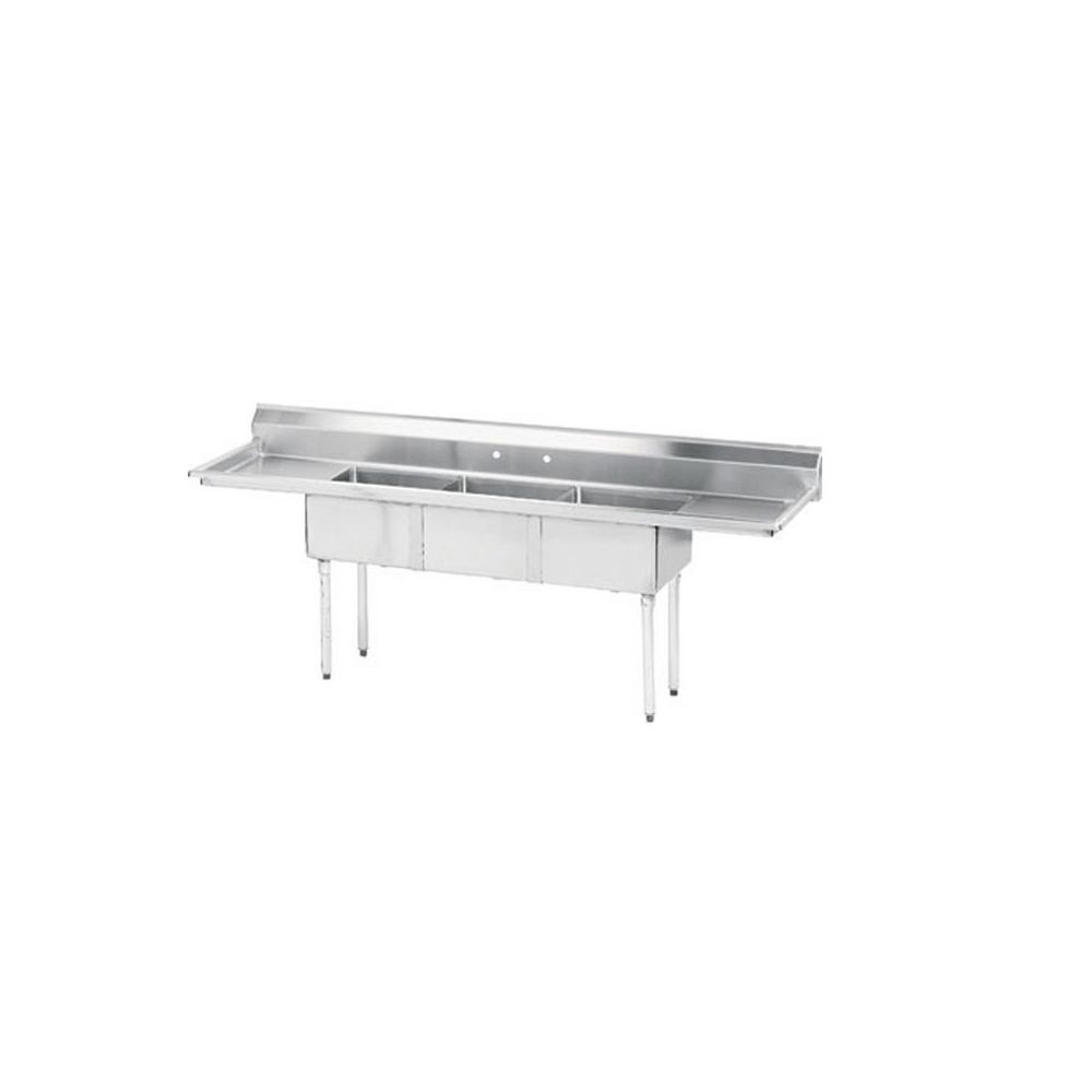 Advance Tabco FE-3-1416-12RL 66" x 22" 3-Compartment Fabricated Sink w/ 12" Right & Left Drainboards