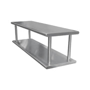 Advance Tabco PA-24-144-2 Double Tier Pass-Thru Shelf w/ TA-99 Wall & Overshelf (Closeout)