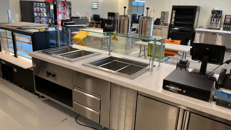 Amazon Air kitchen facility with professional foodservice equipment and workstations