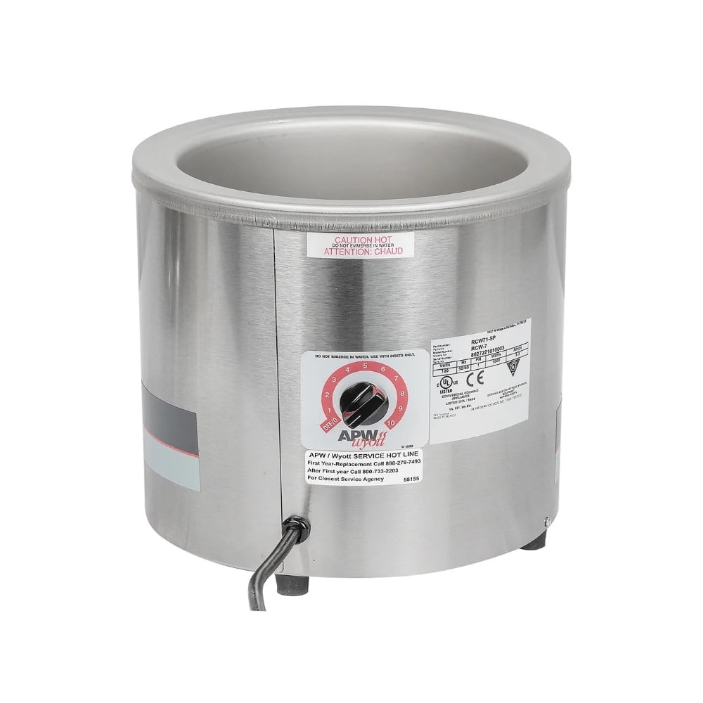 APW Wyott RCW-7 7 Qt. Countertop Round Food Pan Warmer / Rethermalizer | 1000 Watt