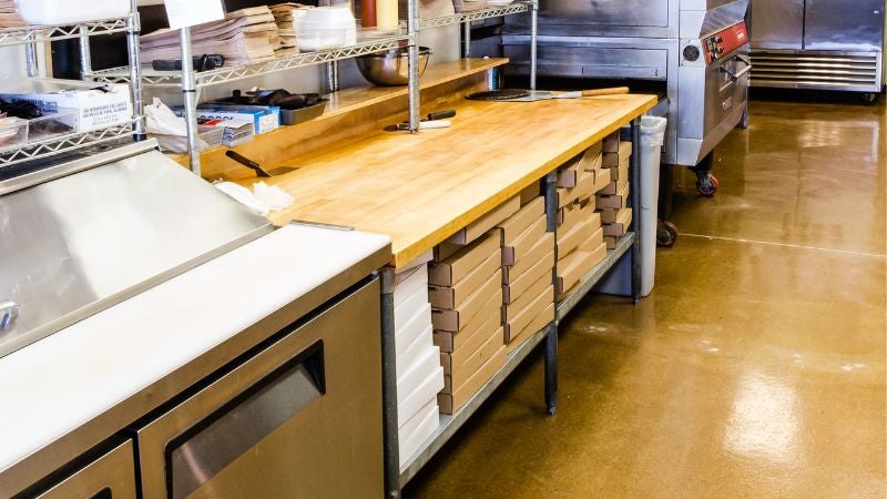 Arturo’s Pizza Kitchen pizza prep area