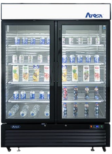 Atosa MCF8723GR 55" 2-Glass Door Black Merchandiser Refrigerator | 43.8 Cu. Ft.