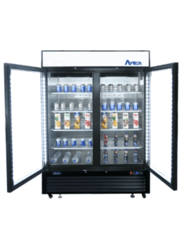 Atosa MCF8723GR 55" 2-Glass Door Black Merchandiser Refrigerator | 43.8 Cu. Ft.