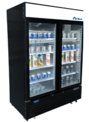 Atosa MCF8723GR 55" 2-Glass Door Black Merchandiser Refrigerator | 43.8 Cu. Ft.