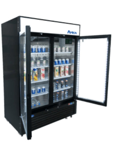 Atosa MCF8723GR 55" 2-Glass Door Black Merchandiser Refrigerator | 43.8 Cu. Ft.
