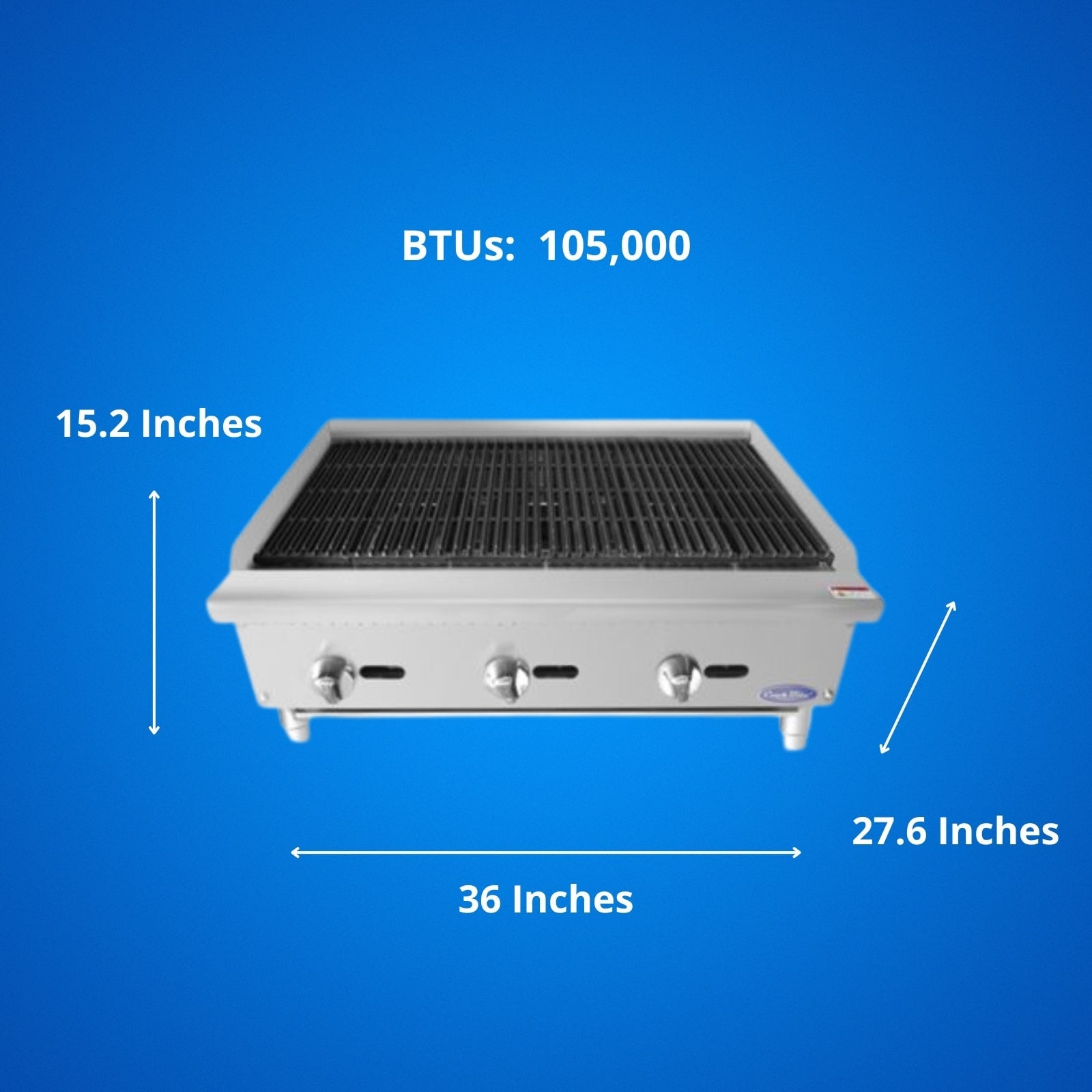 Atosa CookRite ATRC-36 36" Heavy Duty Radiant Gas Charbroiler | 105,000 BTU