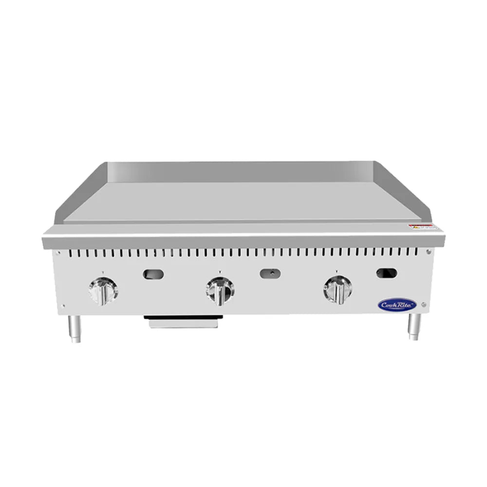 Atosa ATTG-36 36" CookRite Thermostatic Gas Countertop Griddle | 75,000 BTU