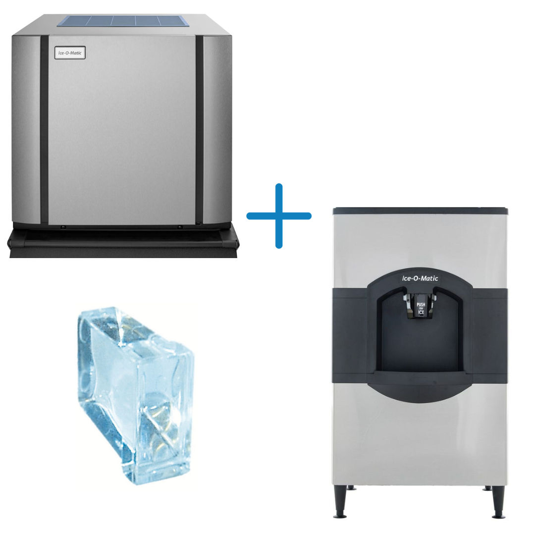 Ice-O-Matic CIM0430HA+CD40030 435 lb. Air Cooled Half Cube Ice Machine Head w/ 180 lb. Ice Bin