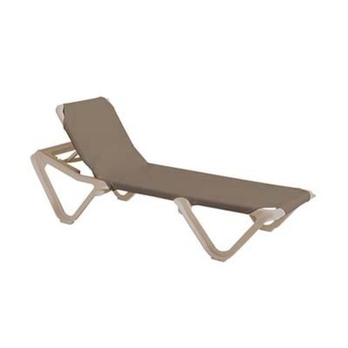 Grosfillex 99155181 Nautical Stacking Outdoor Chaise | Taupe