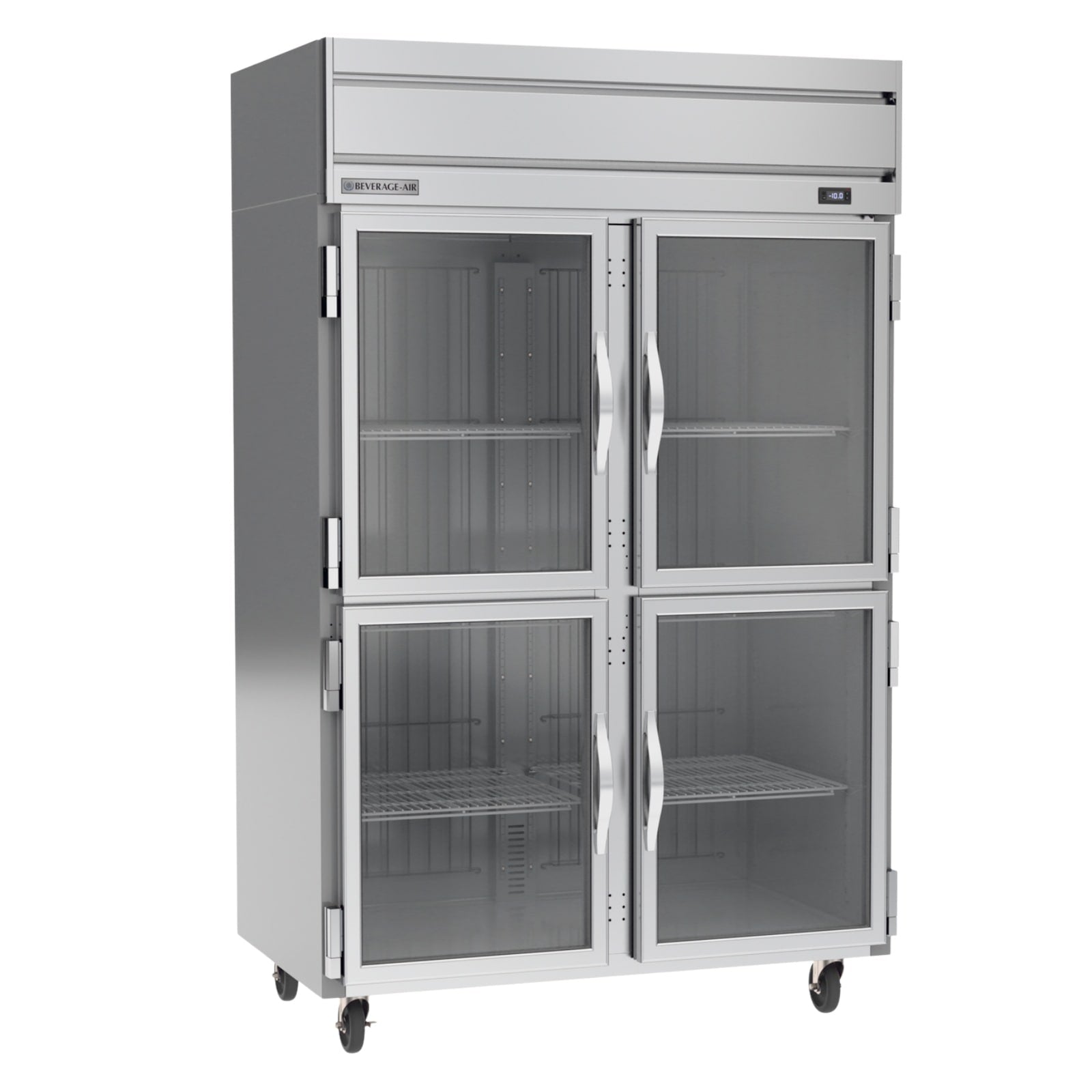 Beverage Air HF2HC-1HG 52" 4 Glass Half Door Top Mount Reach-In Freezer | 46.29 Cu. Ft.