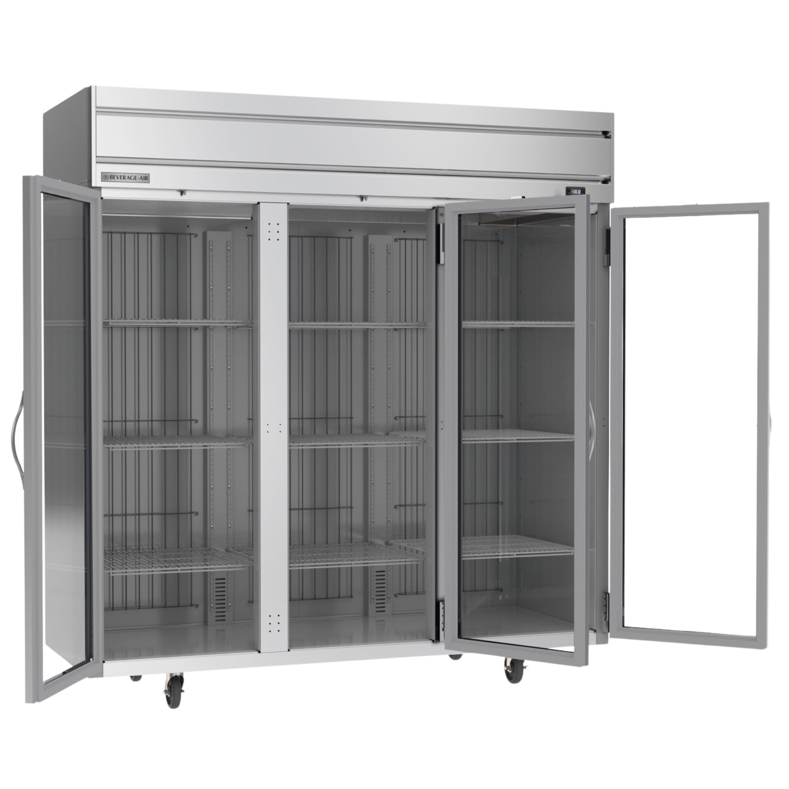 Beverage Air HF3HC-1G 78" 3 Glass Door Top Mount Reach-In Freezer | 69.1 Cu. Ft.