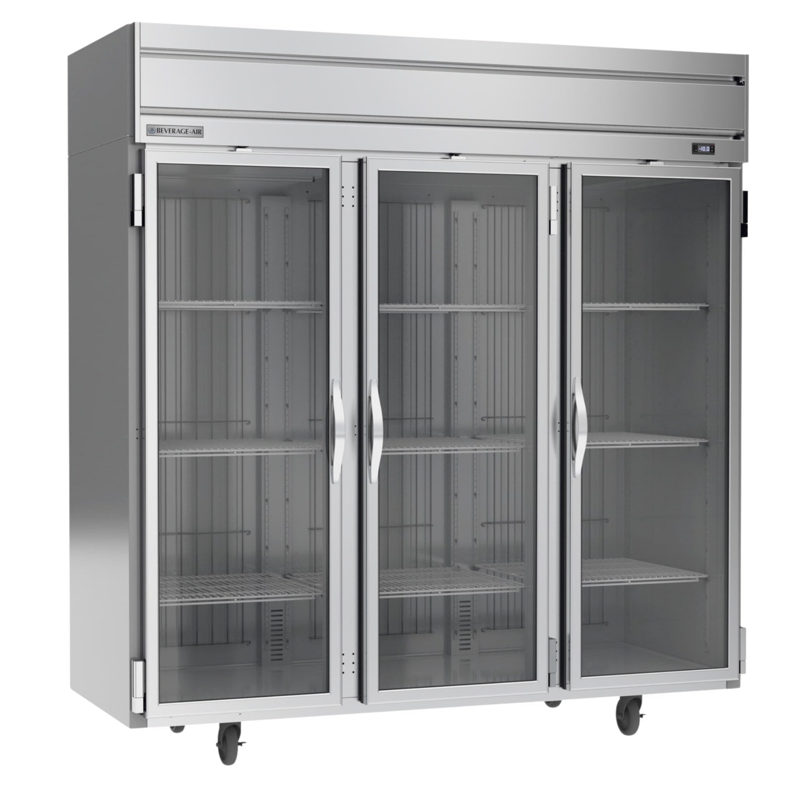 Beverage Air HF3HC-1G 78" 3 Glass Door Top Mount Reach-In Freezer | 69.1 Cu. Ft.