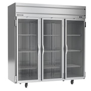 Beverage Air HF3HC-1G 78" 3 Glass Door Top Mount Reach-In Freezer | 69.1 Cu. Ft.