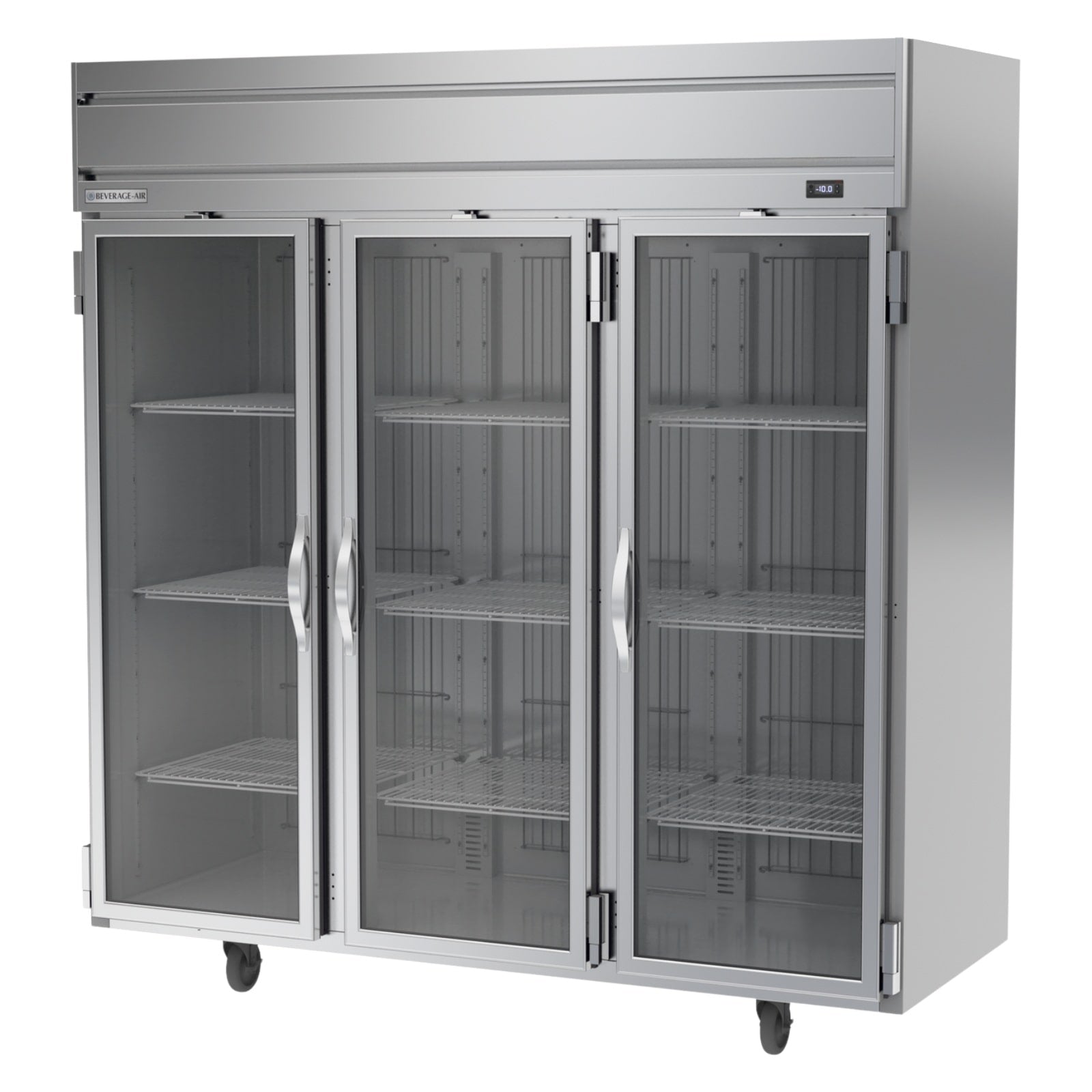 Beverage Air HF3HC-1G 78" 3 Glass Door Top Mount Reach-In Freezer | 69.1 Cu. Ft.
