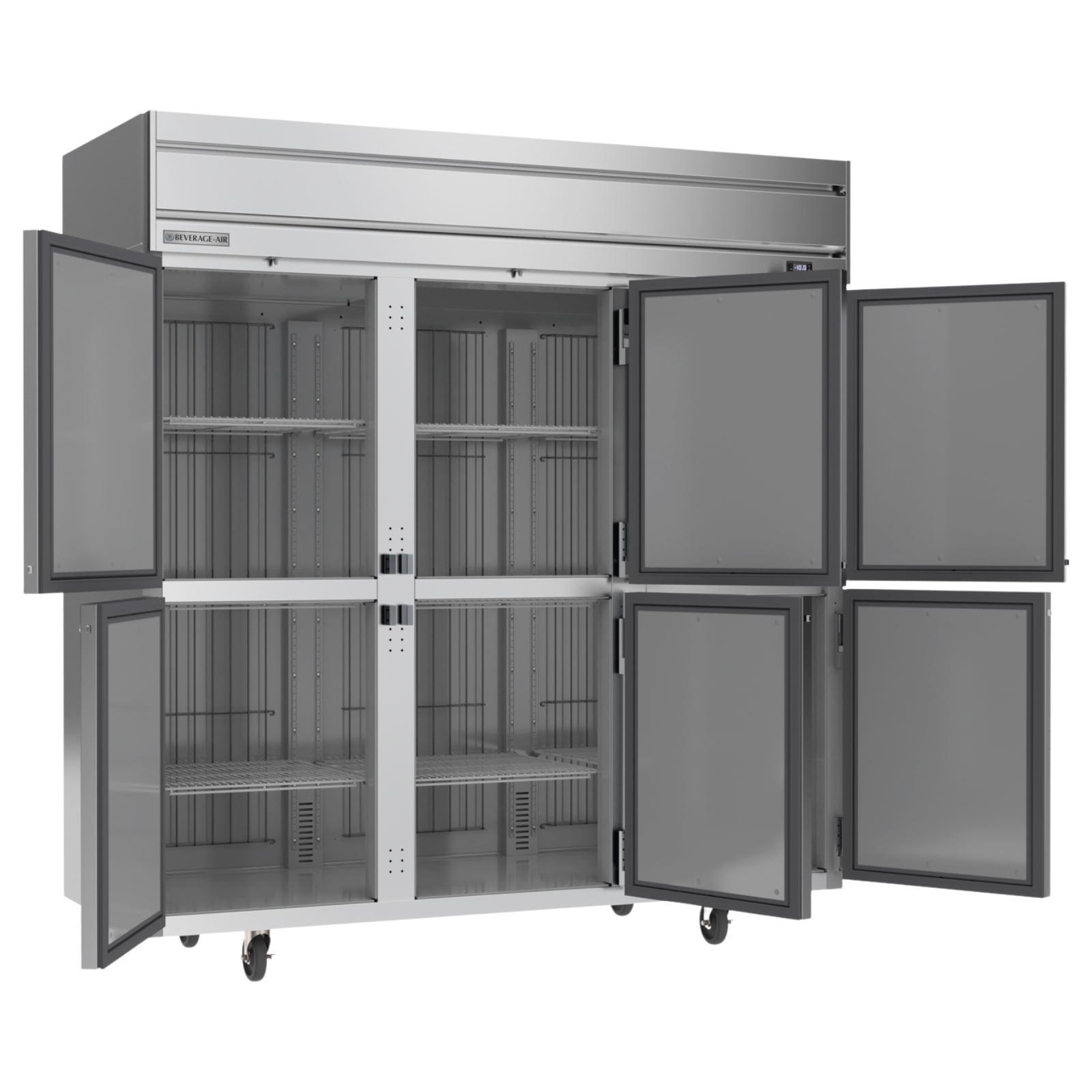 Beverage Air HF3HC-1HS 78" 6 Solid Half Door Top Mount Reach-In Freezer | 69.1 Cu. Ft.