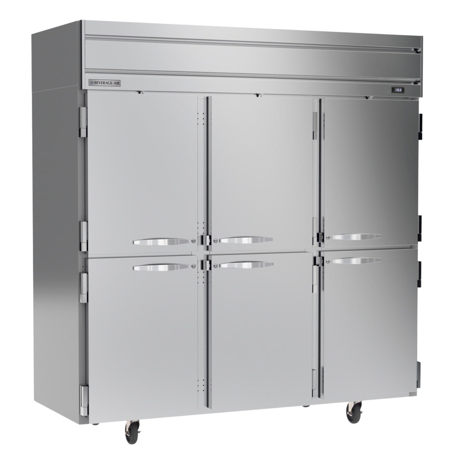 Beverage Air HF3HC-1HS 78" 6 Solid Half Door Top Mount Reach-In Freezer | 69.1 Cu. Ft.