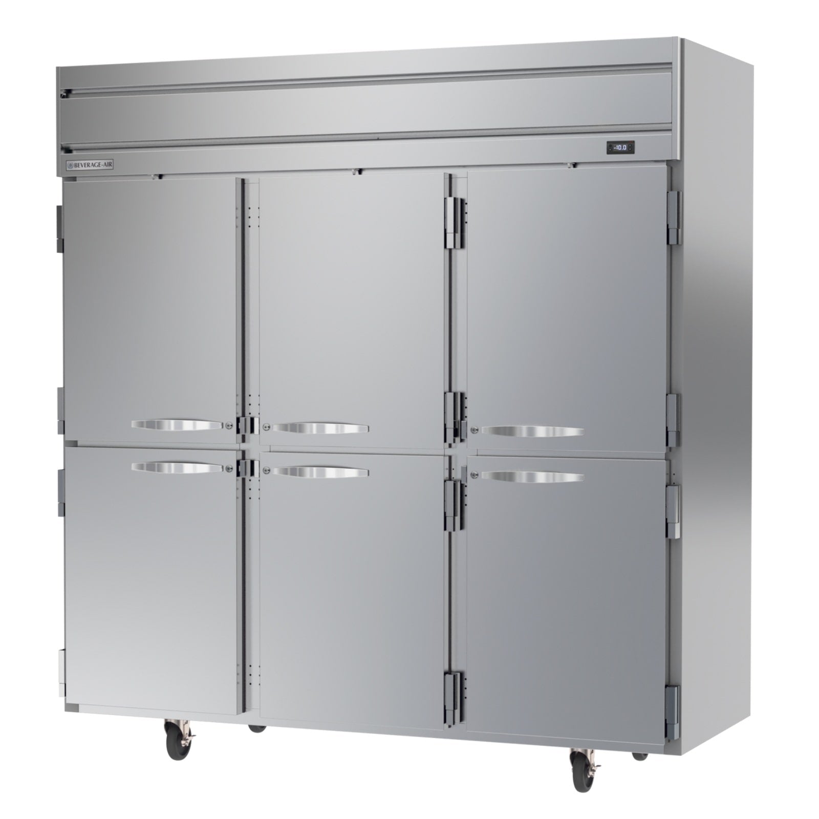 Beverage Air HF3HC-1HS 78" 6 Solid Half Door Top Mount Reach-In Freezer | 69.1 Cu. Ft.