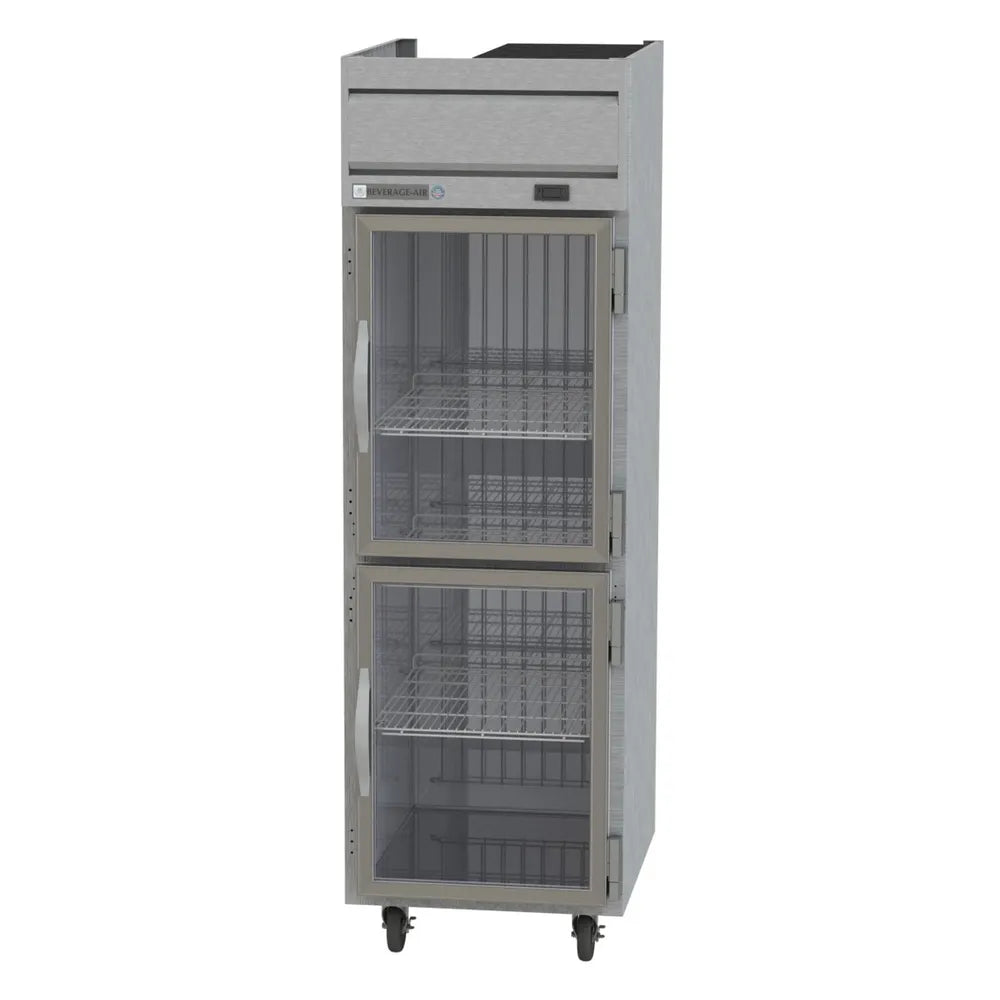 Beverage Air HR1HC-1HG 26" 2 Glass Half Door Top Mount Reach In Refrigerator | 22.28 Cu. Ft.