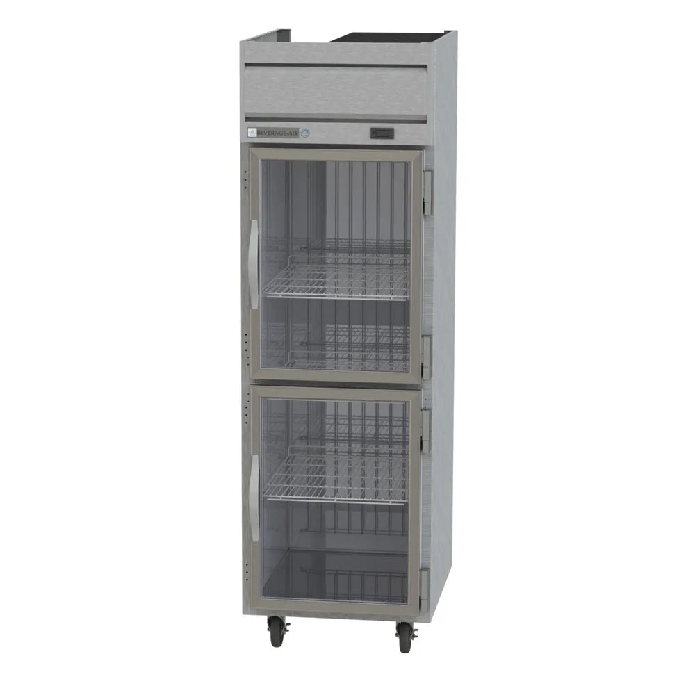 Beverage Air HRS1HC-1HG 26" 2 Glass Half Door Top Mount Reach In Refrigerator | 22.28 Cu. Ft.