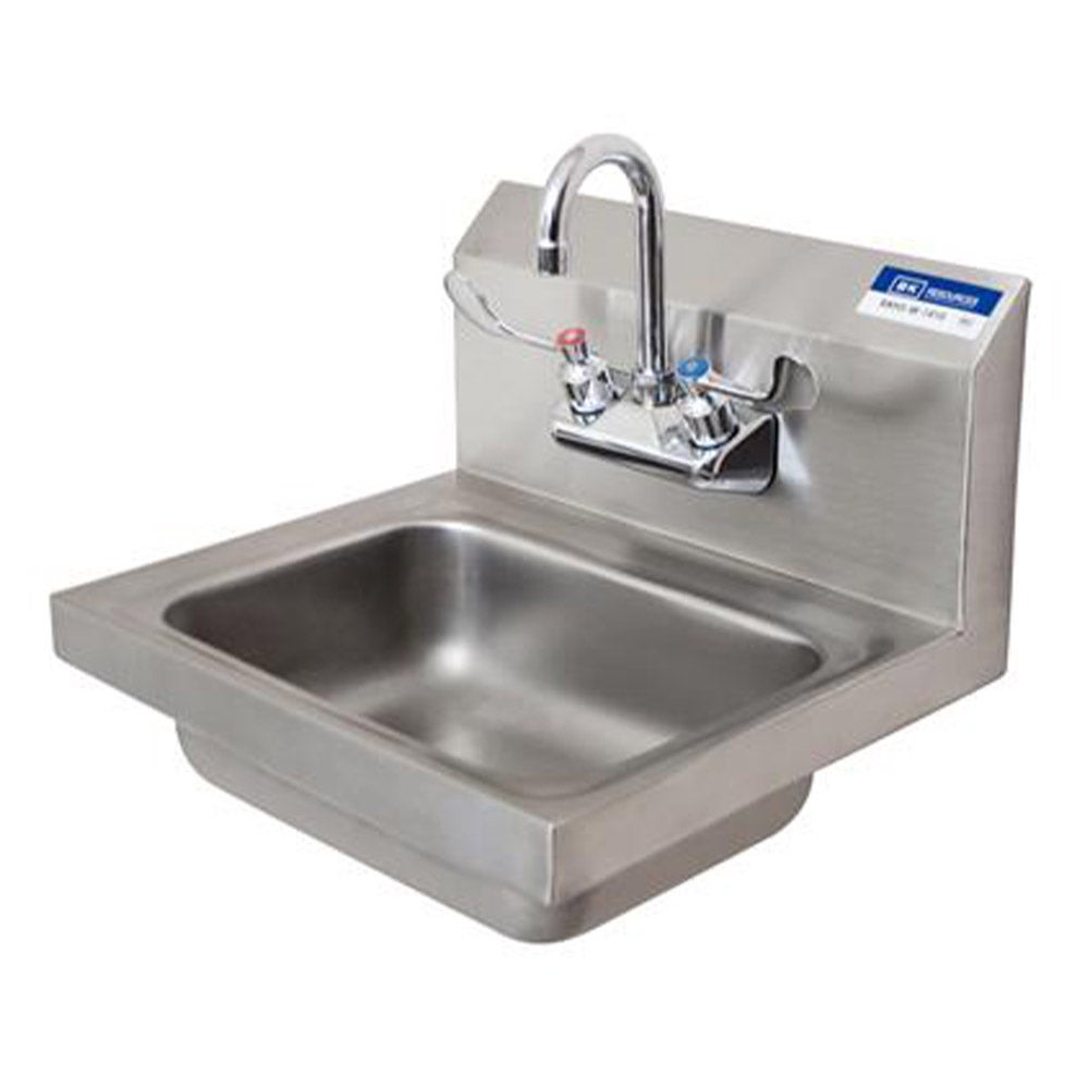 BK Resources BKHS-W-1410-W-G Wall Mount Hand Sink w/ Splash Mount Faucet | 14” x 10”