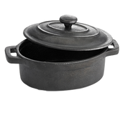 Tablecraft CW30112 Cast Iron 8oz. Oval Casserole Server w/ Lid