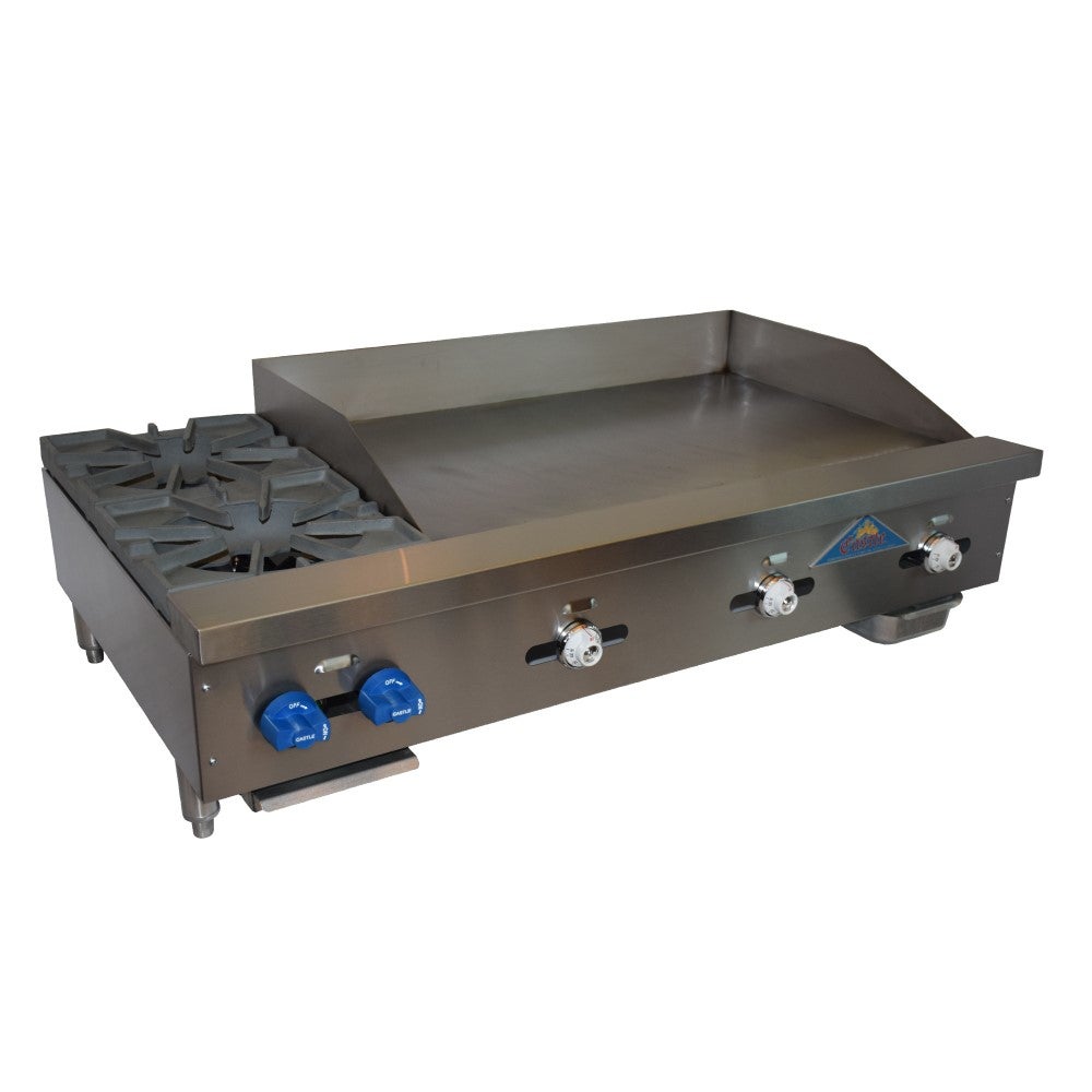 Comstock-Castle 3236-24 36" Countertop Gas Griddle & Hot Plate Combo | 98,000 BTU