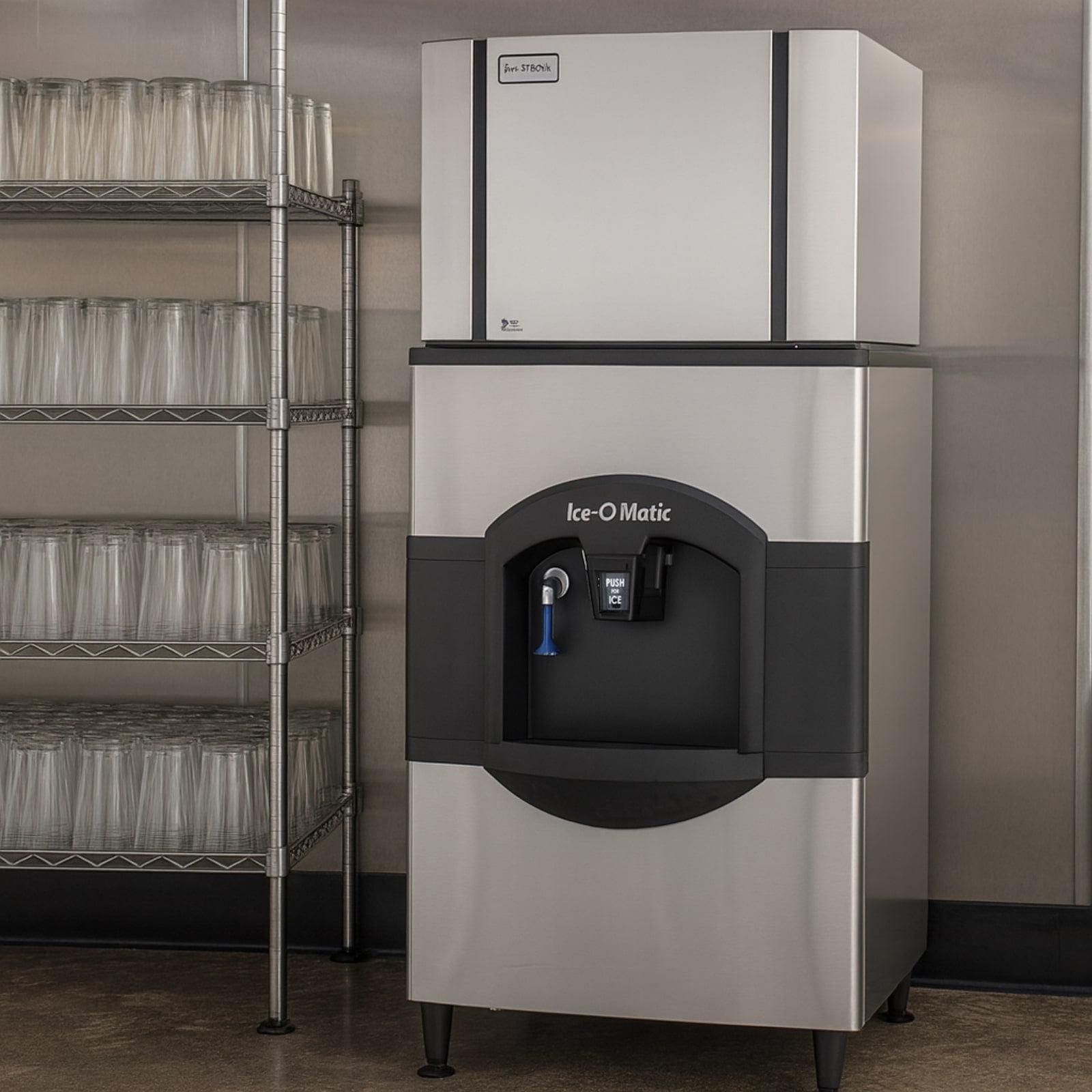 Ice-O-Matic CIM0330FA+CD40130 313 lb. Air Cooled Full Cube Ice Machine Head w/ 180 lb. Ice Bin