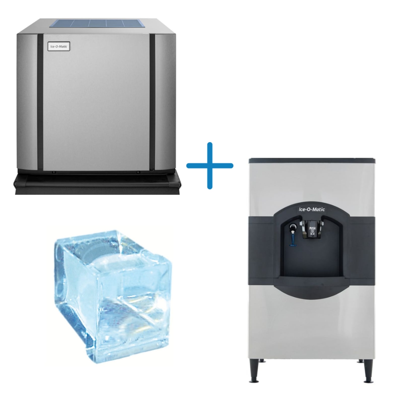 Ice-O-Matic CIM0330FA+CD40130 313 lb. Air Cooled Full Cube Ice Machine Head w/ 180 lb. Ice Bin