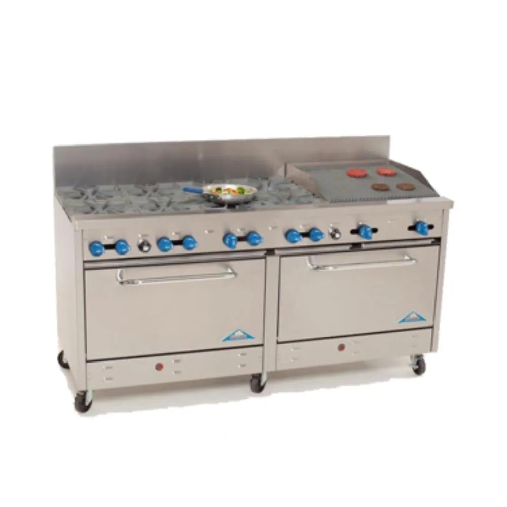 Comstock-Castle 2F330-2RB 72" Gas 8-Burner & Charbroiler Range w/ (2) 31" Ovens | 336,000 BTU