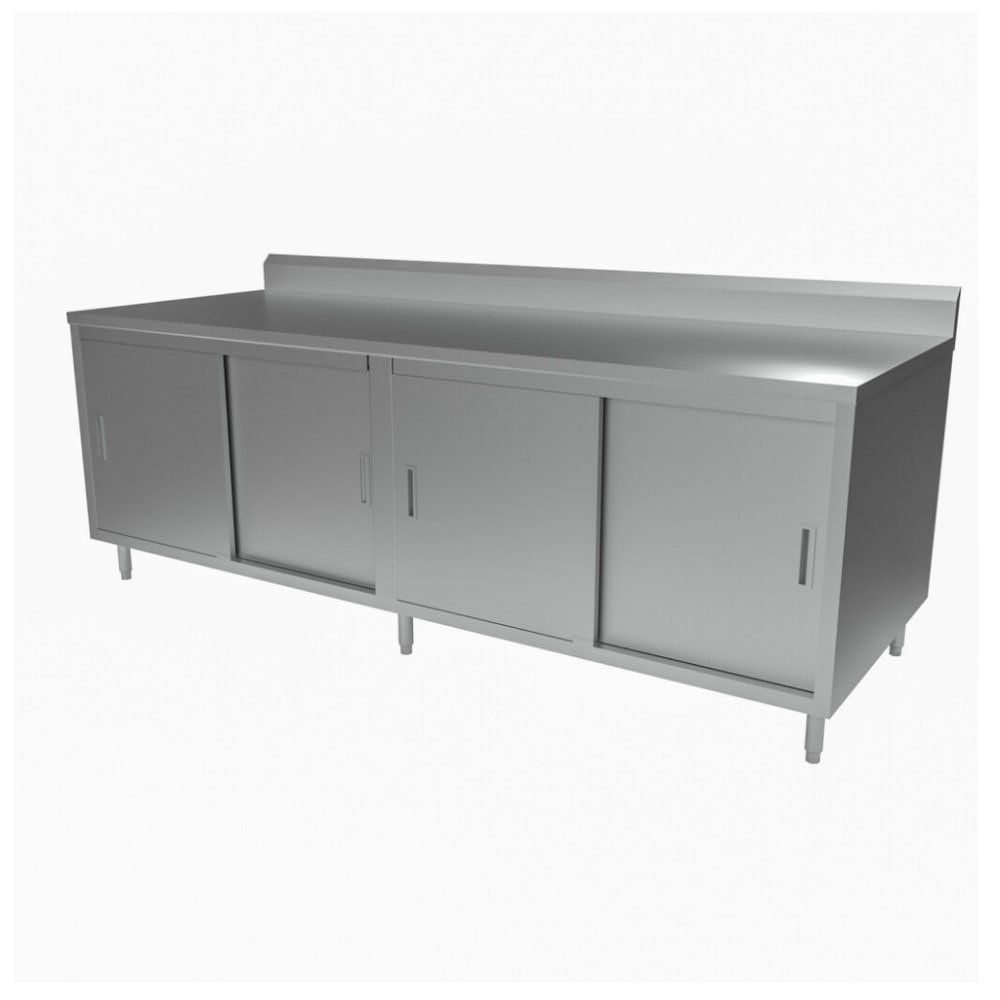 BK Resources CSTR5-3684S Sliding Doors Enclosed Base Work Table | 84” x 36”