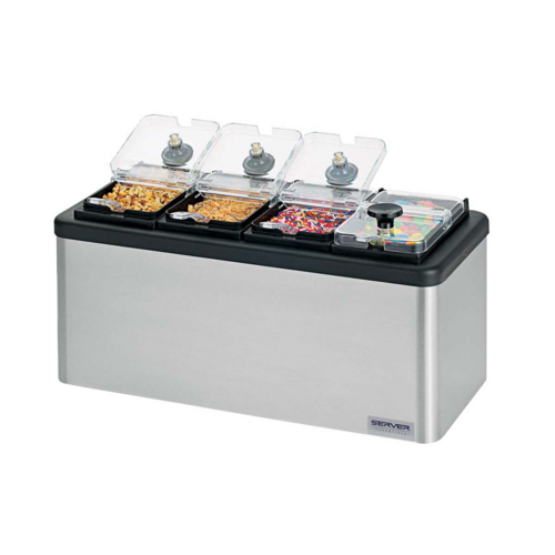 Server 87480 4 Jar Mini Cold Station Countertop Topping Dispenser w/ Spoons