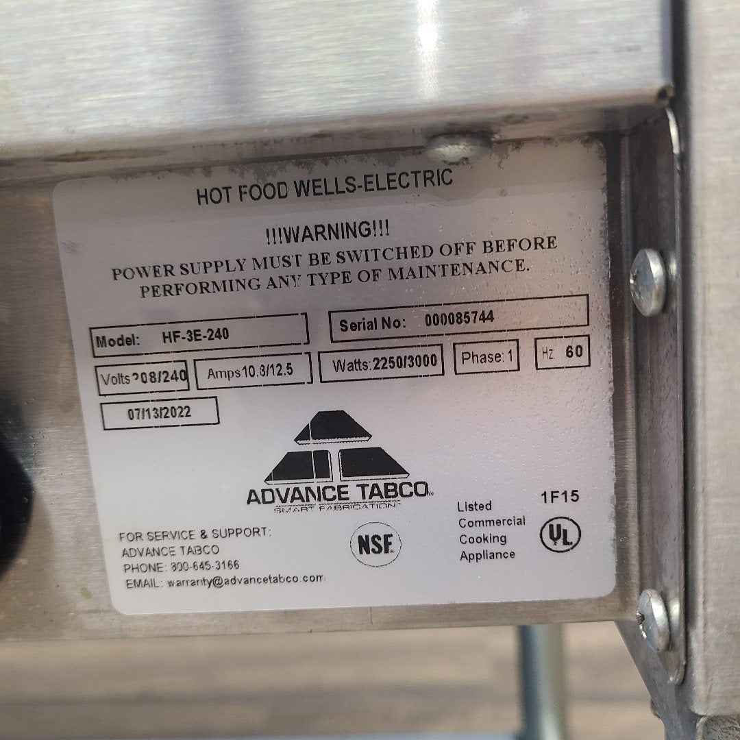 Advance Tabco HF-3E-240-X 47" 3-Well Electric Steam Table (Demo Unit 5744)