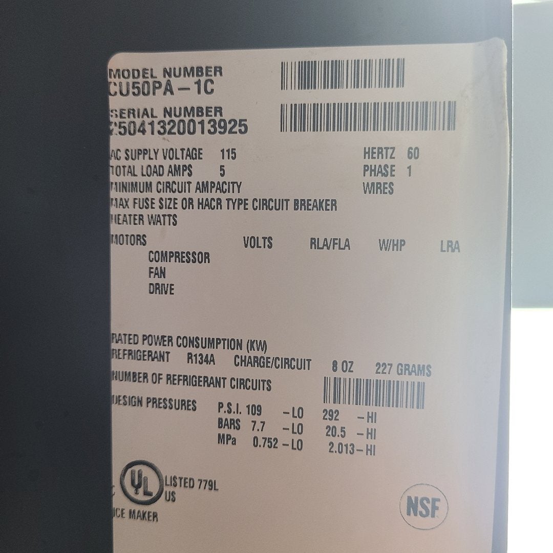 Scotsman CU50PA-1 15" 65 lb. Undercounter Gourmet Ice Machine (Demo Unit 3925)