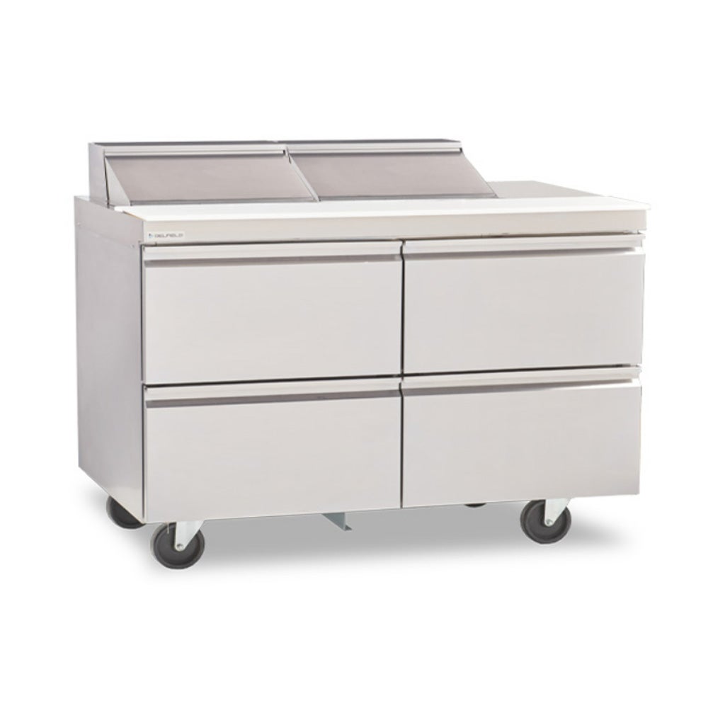 Delfield D4448NP-18M 48" 4-Drawer Mega Top Refrigerated Sandwich Prep Table | (18) 1/6 Pan