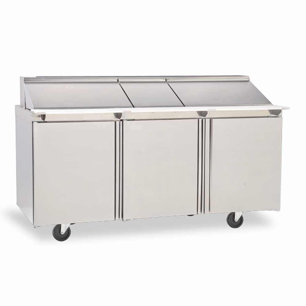 Delfield ST4472NP-24M 72" Mega Top 3-Door Refrigerated Sandwich Prep Table | (24) 1/6 Pan Capacity