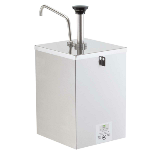 Server 67590 1 Gallon Single Stand Pump-Style Condiment Dispenser w/ Hasp